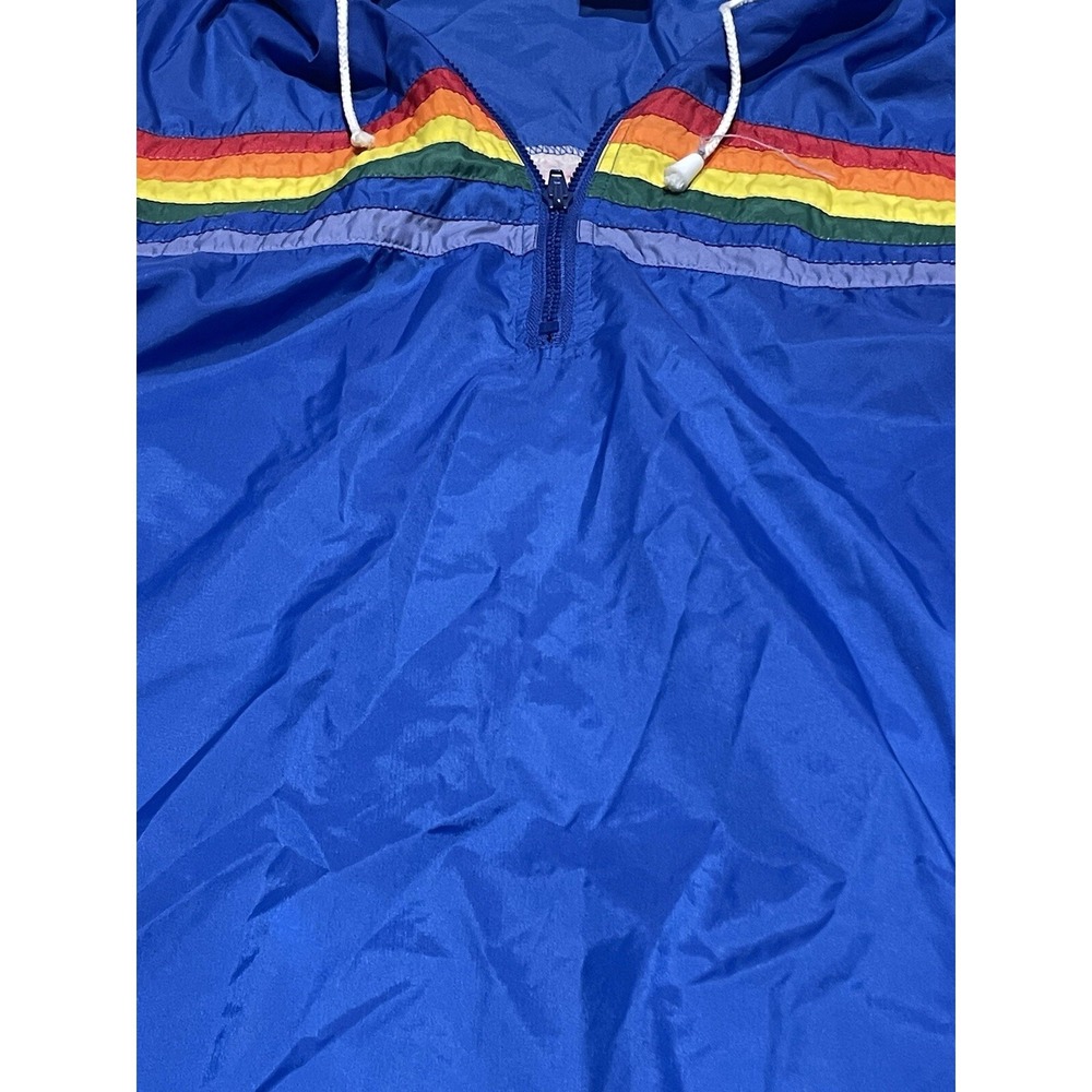 Vtg Volleys Blue Rainbow Nylon Windbreaker Jacket Zip Up Sz XL 23/28" Great Cond - Picture 3 of 6